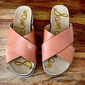 Sam Edelman 7.5Med Audrea Buff Leather slides sandals